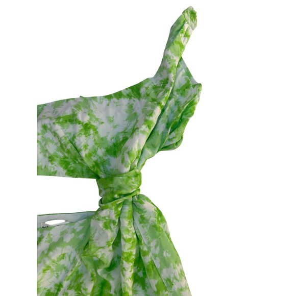 For The Love Of Lemons  Green Devon Cut Out One Shoulder Mini Dress Size S - Picture 11 of 16